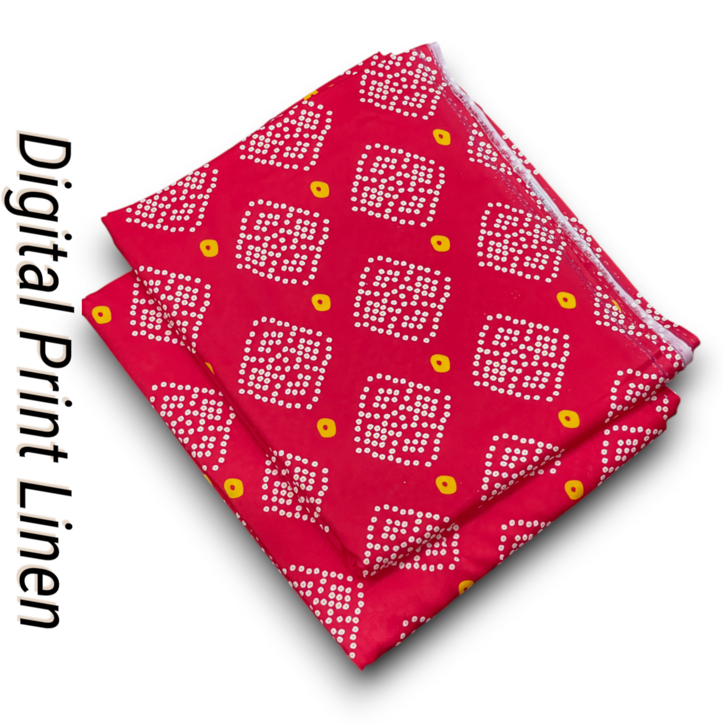 Linen 2pc - Crimson Bandhani Print