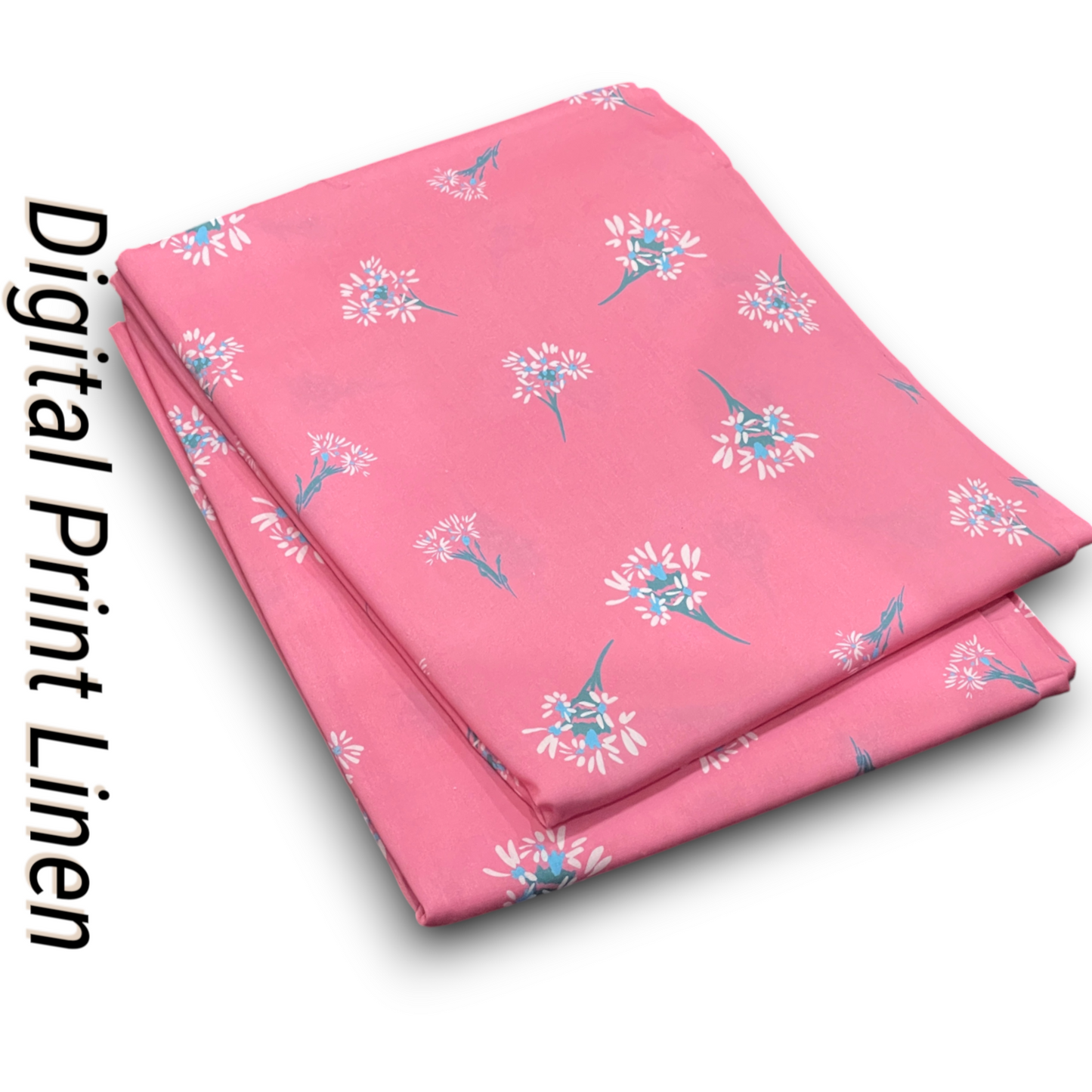 Linen 2pc - Pink Daisy Bouquet Print