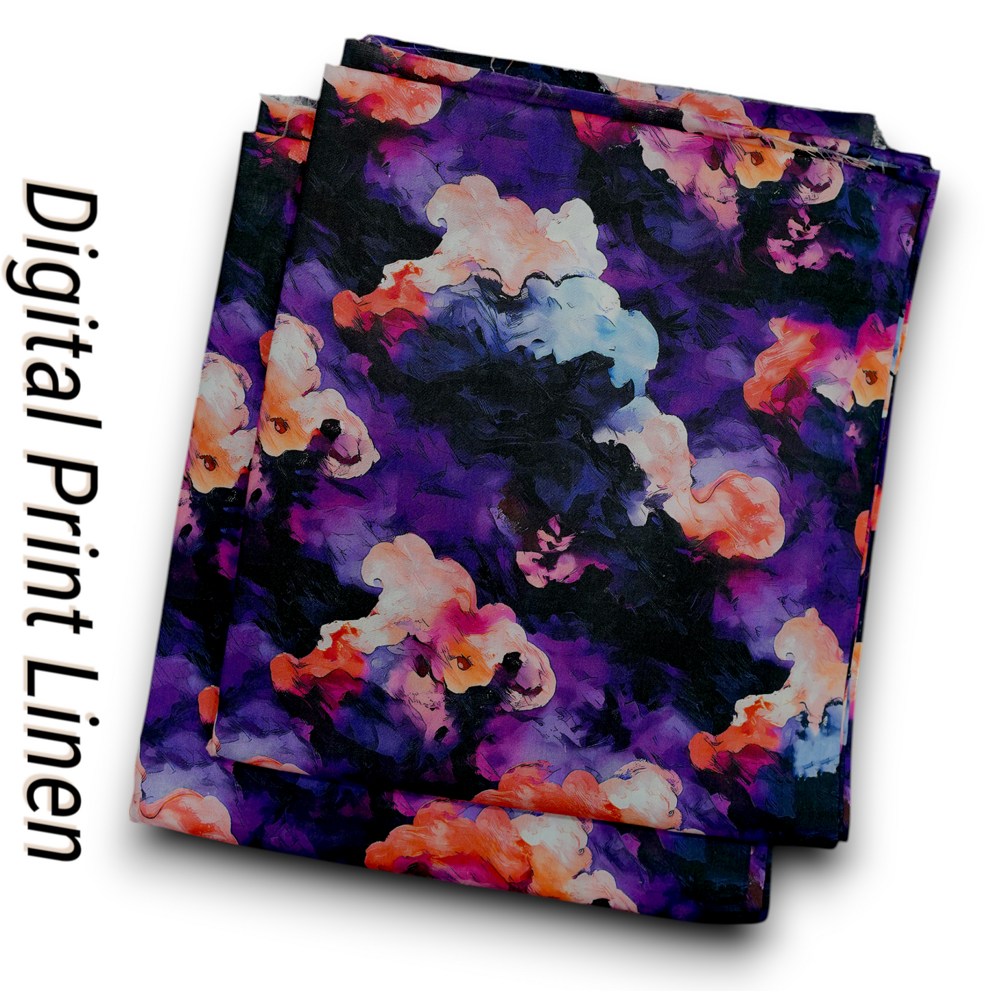 Linen 2pc - Midnight Purple Abstract Bloom Print
