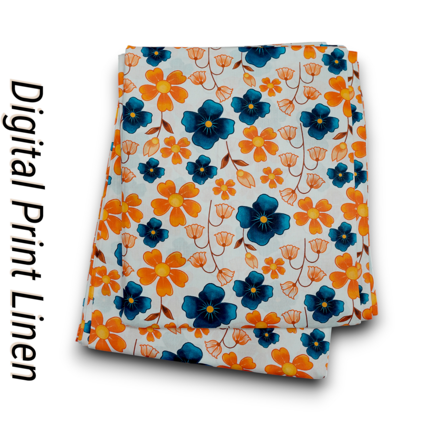 Linen 2pc - Navy & Orange Floral Print