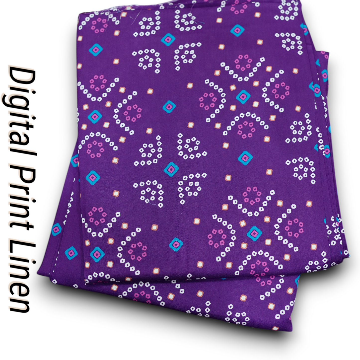 Linen 2pc - Purple Bandhani Print