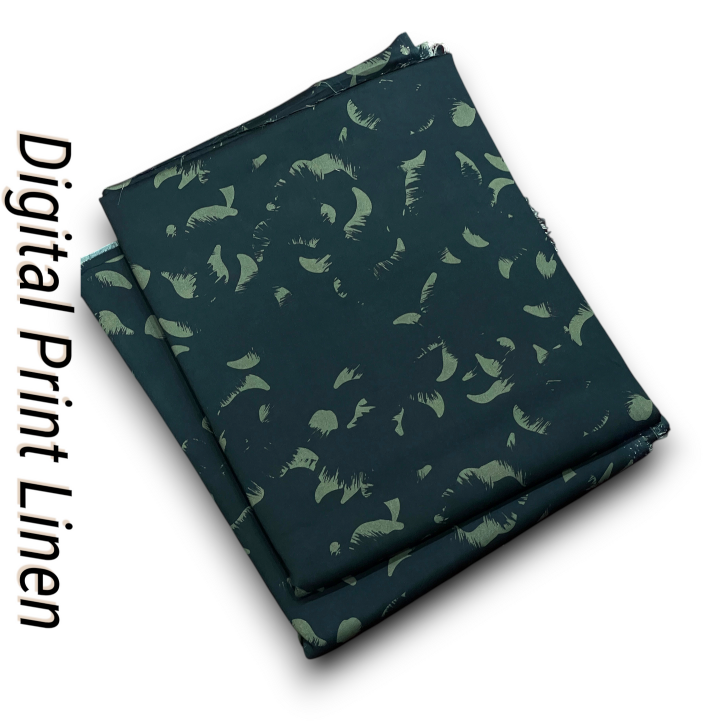 Linen 2pc - Forest Green Abstract Print