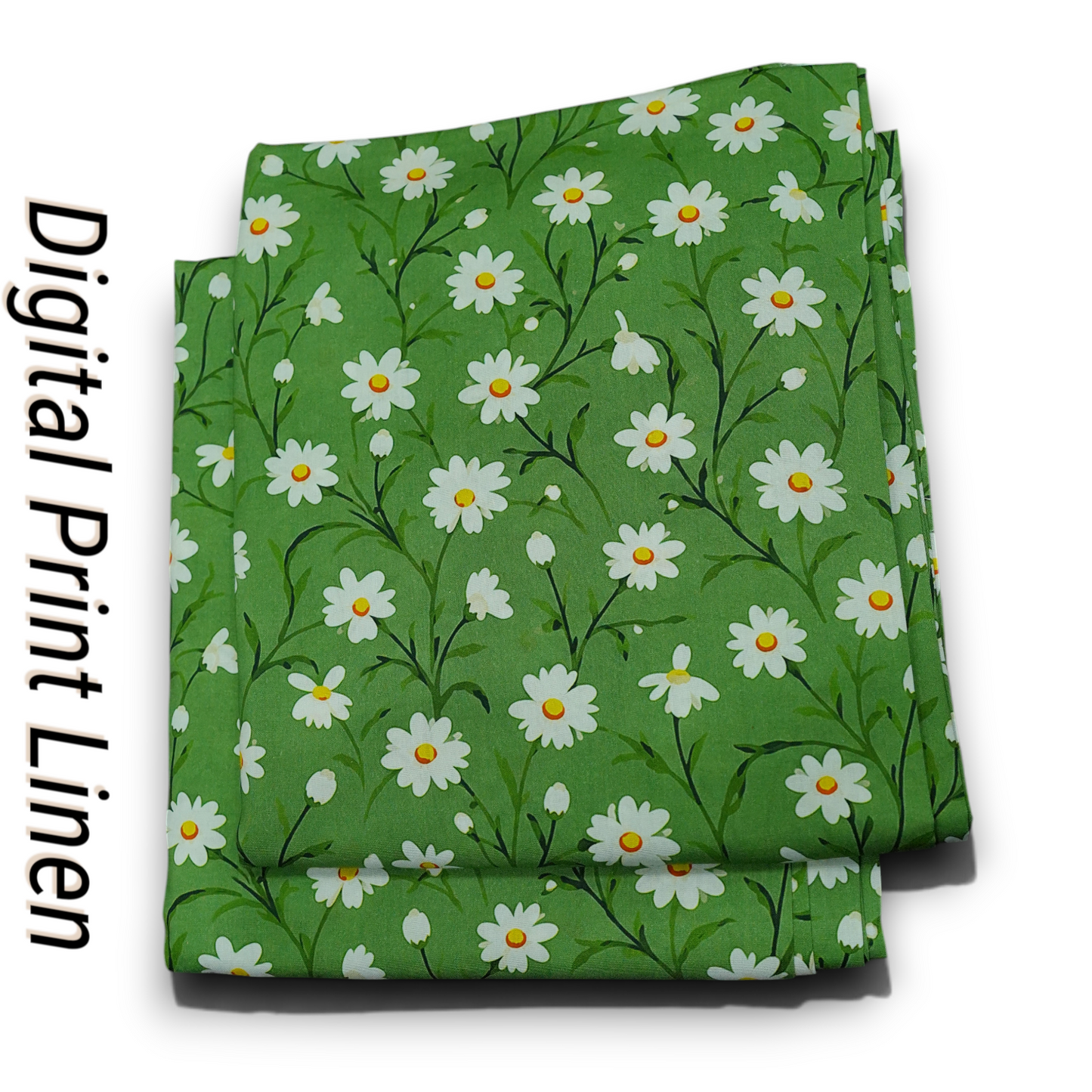 Linen 2pc - Green Daisy Digital Print