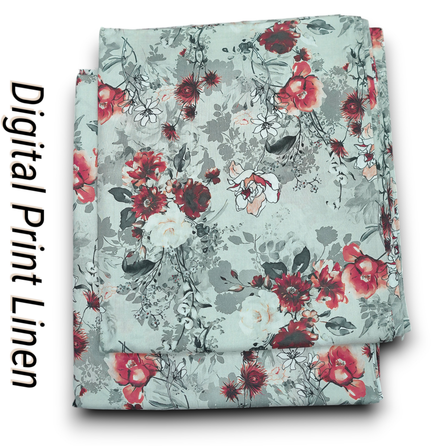 Linen 2pc - Mint Rose Floral Digital Print