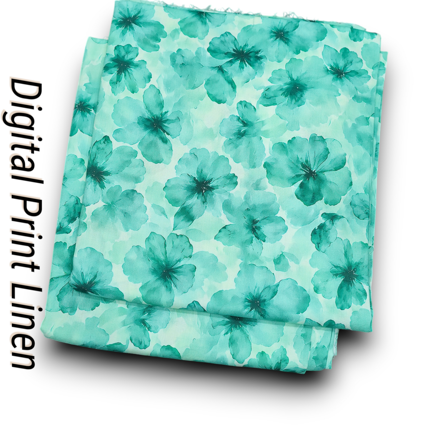 Linen 2pc - Teal Watercolor Floral Digital Print
