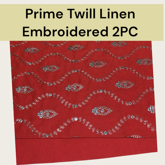 Prime Twill Linen Embroidered 2PC