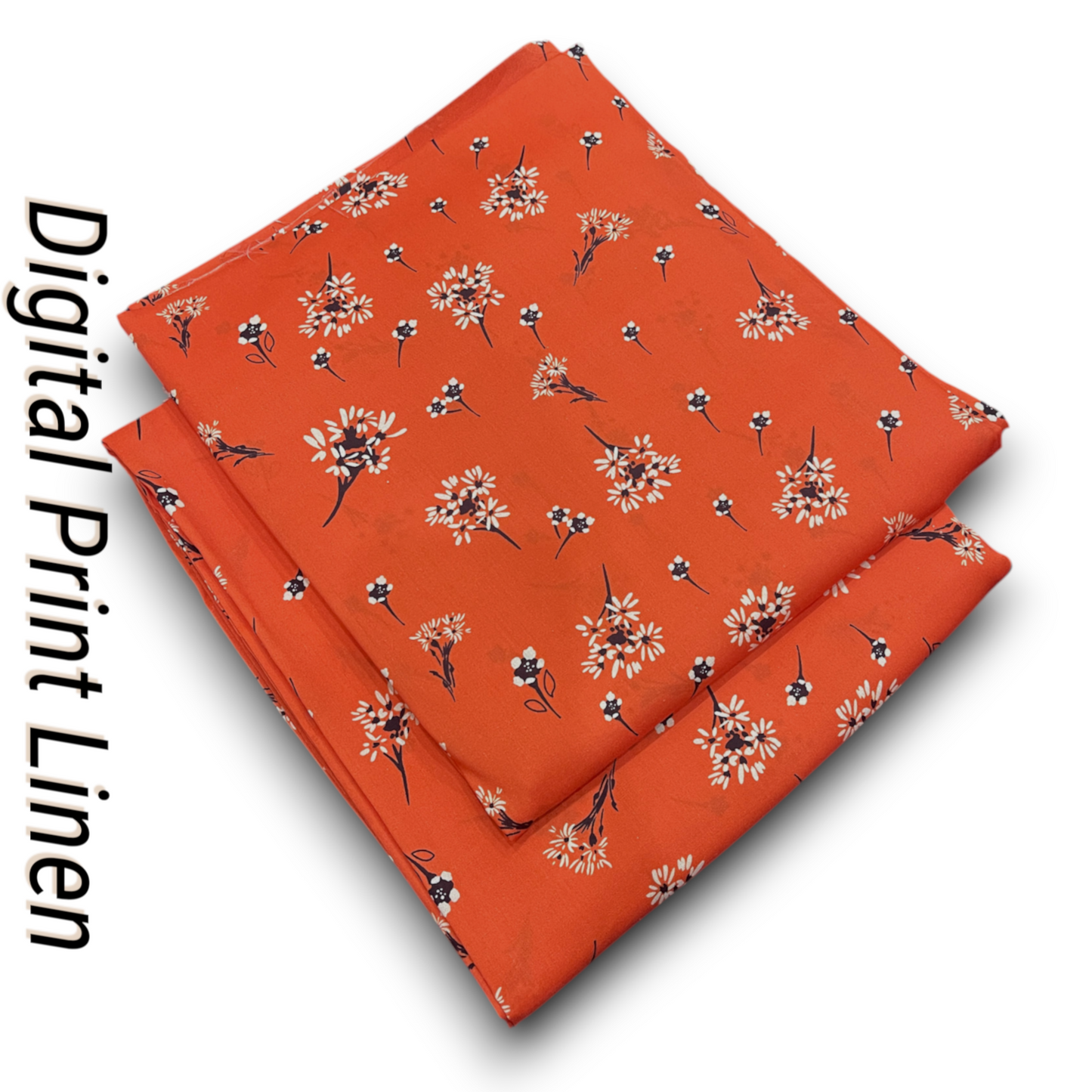 Linen 2pc - Rust Orange Floral Digital Print