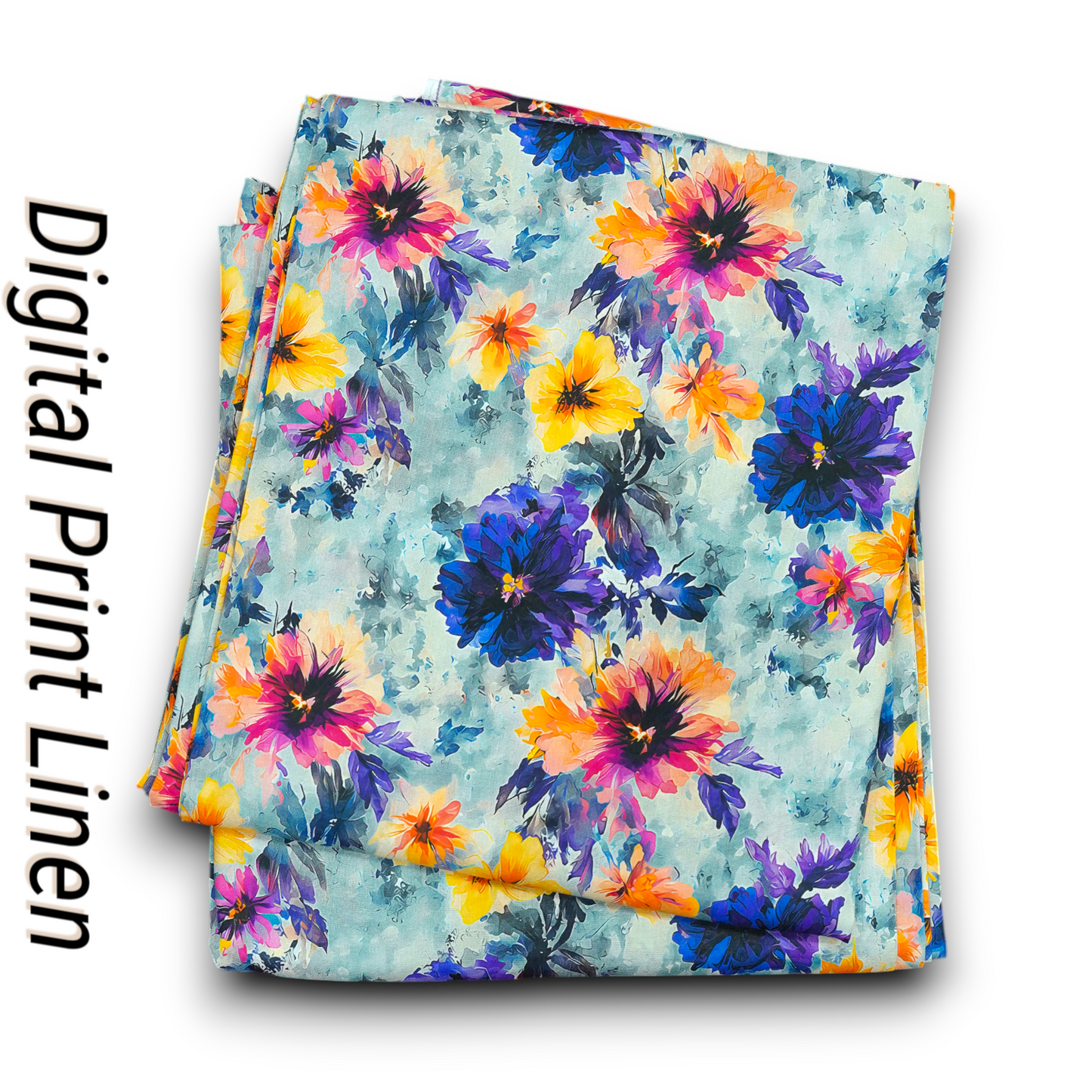 Linen 2pc - Vibrant Watercolor Bloom Print