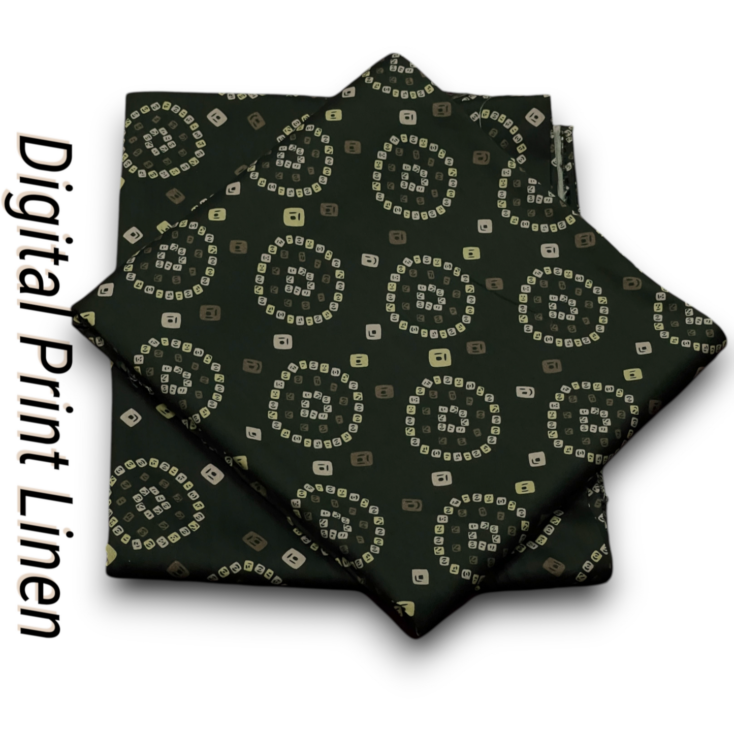 Linen 2pc - Olive Geometric Circles Digital Print