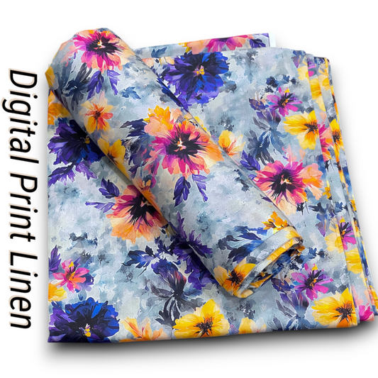 Linen 2pc - Vibrant Watercolor Bloom Print