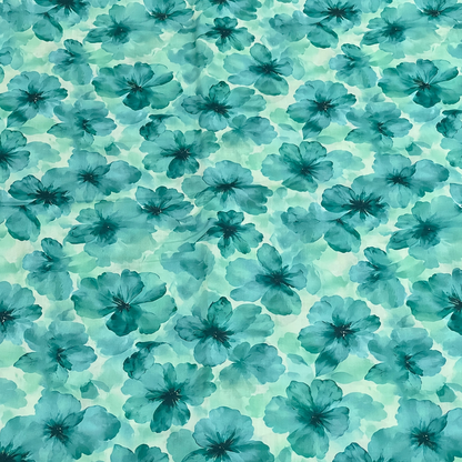Linen 2pc - Teal Watercolor Floral Digital Print