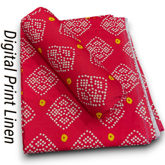 Linen 2pc - Crimson Bandhani Print
