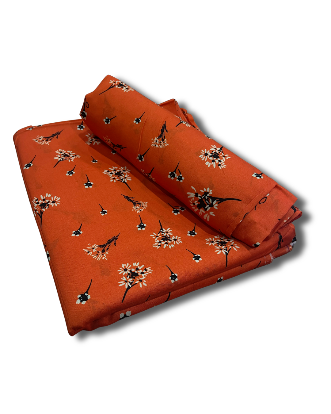 Linen 2pc - Rust Orange Floral Digital Print
