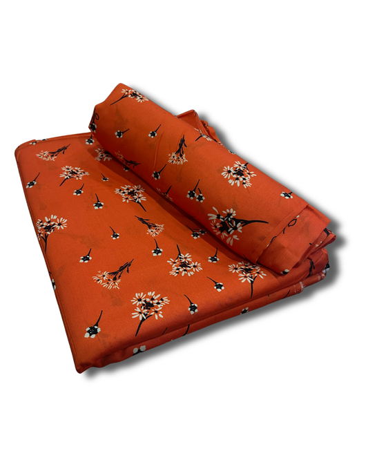 Linen 2pc - Rust Orange Floral Digital Print