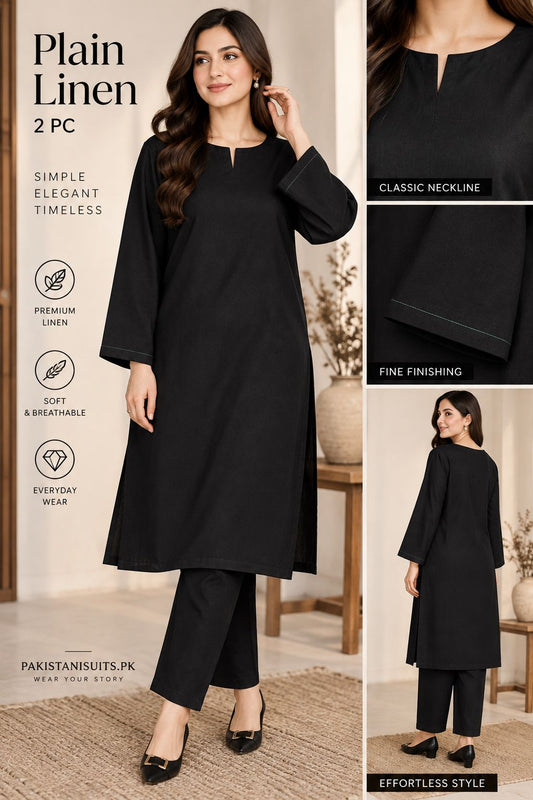 Linen 2pc - Jet Black Solid Color